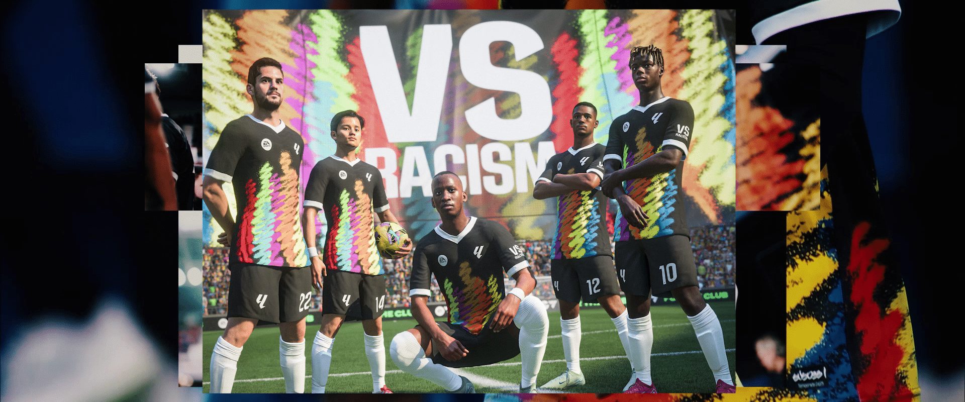 Jugadores con la equipación VS Racism diseñada por SUSO33, en la campaña de LALIGA y EA Sports